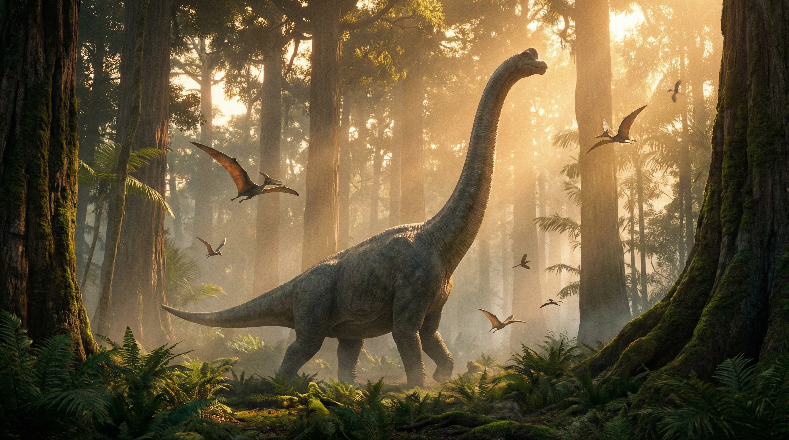 腕龙在森林中漫步 - 恐龙公园温和巨兽展区